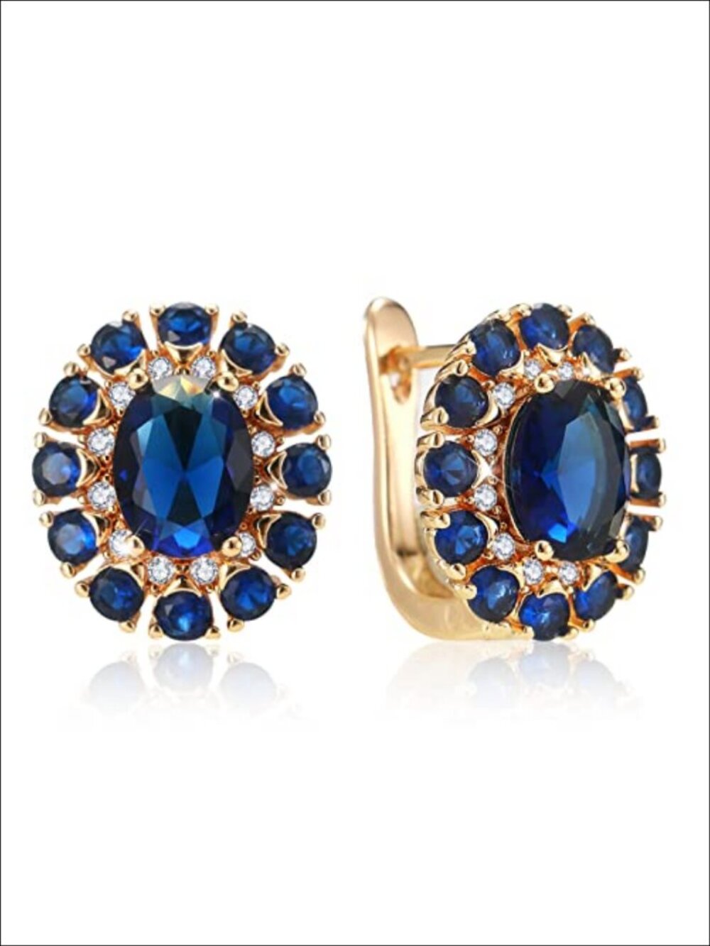 18K Gold Plated Crystal Flower Hoop Earrings Women Small